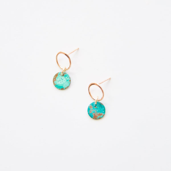Patina circle earrings