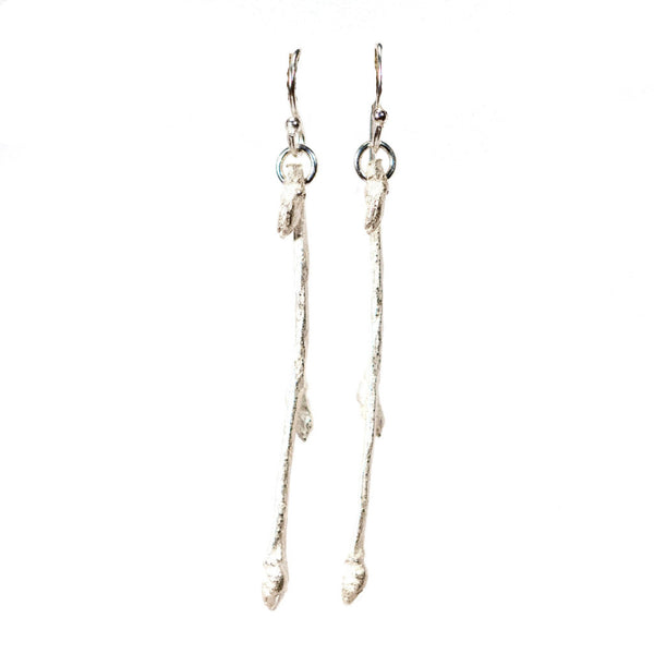 Handmade Sterling Silver Budding Branch Earrings