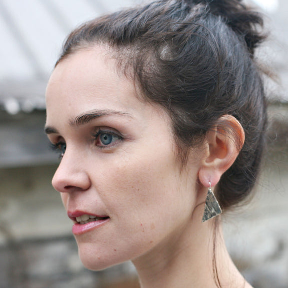 Oxidized Geometric Birch Earrings