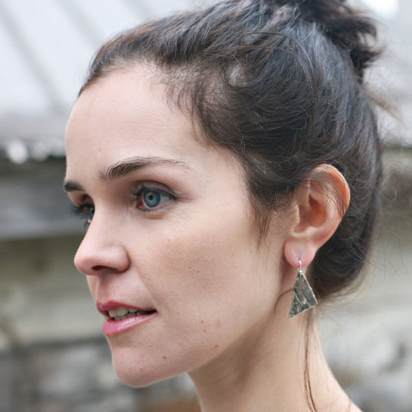 Oxidized Geometric Birch Earrings