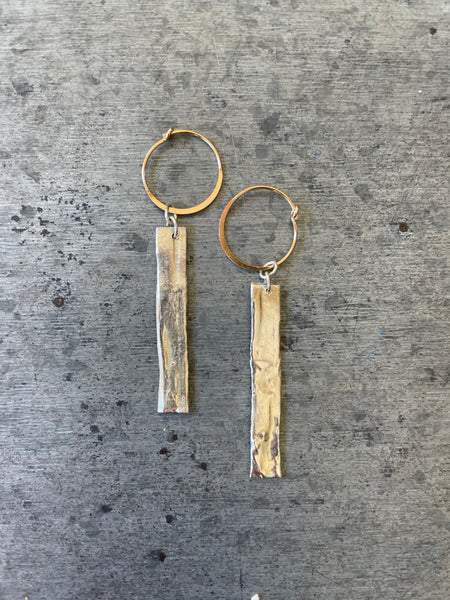 Golden Hoops & Birch Earrings